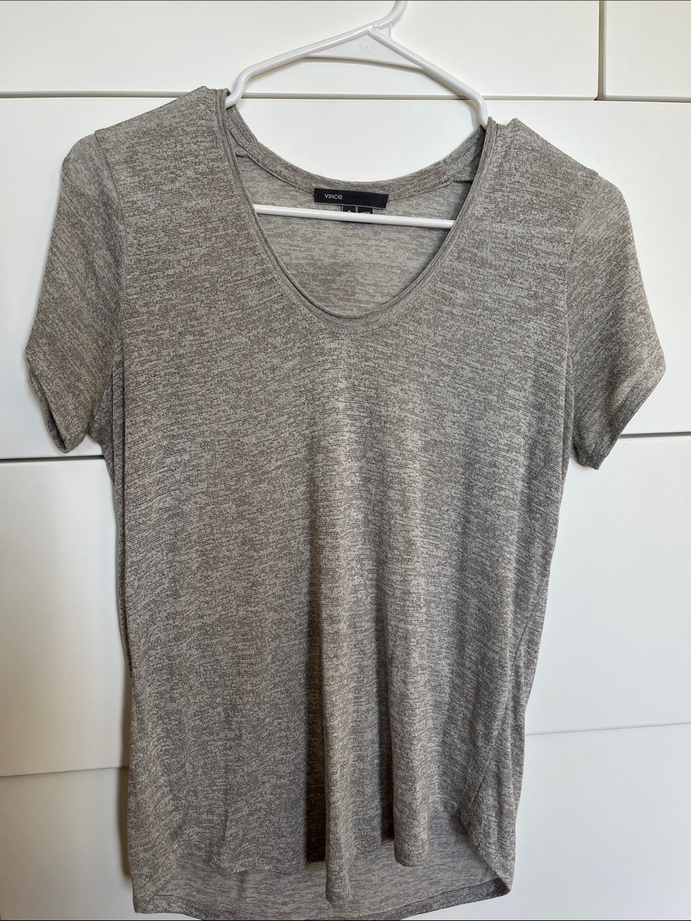 Vince Heather Gray Short Sleeve Scoop Neck Tee